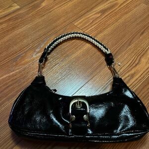 Sondra Roberts Black Patent Shoulder Bag